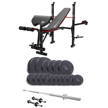 Набор Elitum Titan 68кг со скамьей HS-1055 Pro, штангой и гантелями