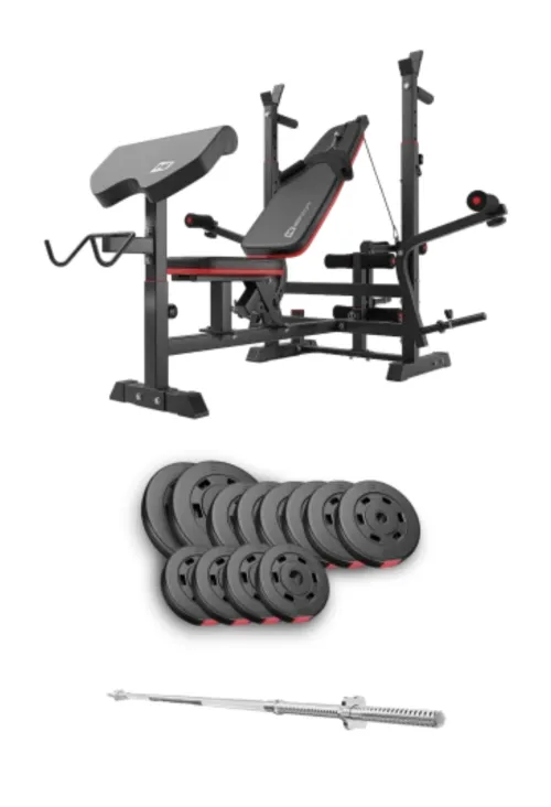 Набір Hop-Sport Premium 69кг з лавою HS-1075 Pro та штангою
