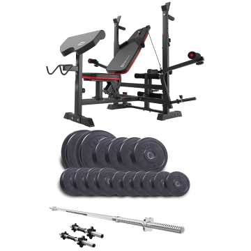 Набор Elitum Titan 68кг со скамьей HS-1075 Pro, штангой и гантелями