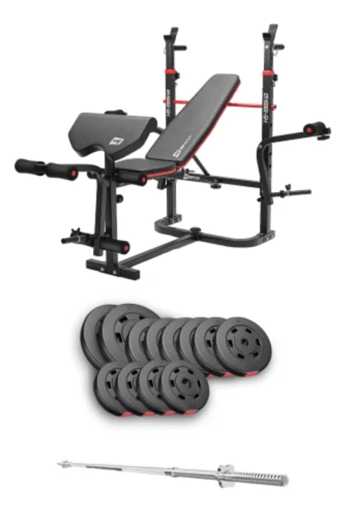 Набор Hop-Sport Premium 69кг со скамьей HS-1065HB Pro и штангой