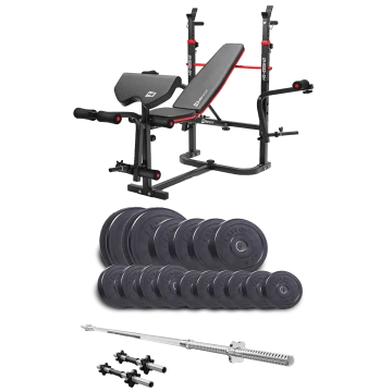 Набор Elitum Titan 68кг со скамьей HS-1065HB Pro, штангой и гантелями