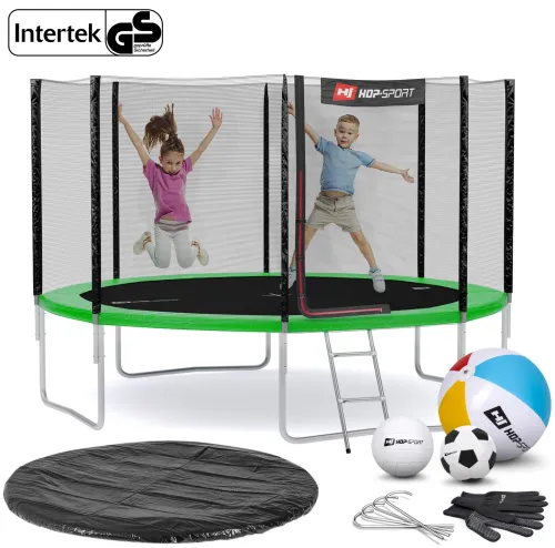 Батут Hop-Sport 12ft (366см) зеленый с внешней сеткой