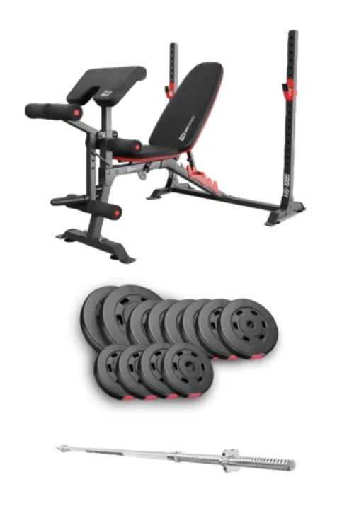 Набор Hop-Sport Premium 69кг со скамьей HS-1095 и штангой