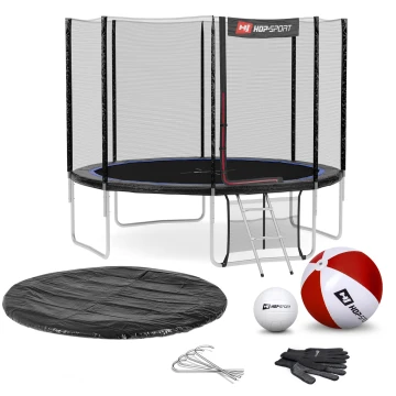 Батут Hop-Sport 10ft (305см) черно-синий с внешней сеткой (4 ноги)