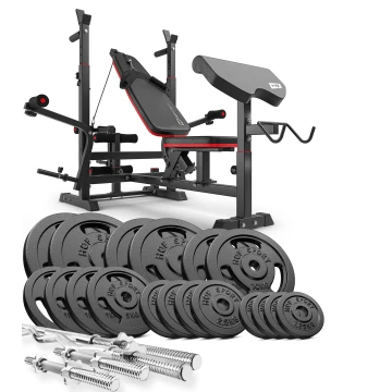 Набор Hop-Sport Strong 146кг со скамьей HS-1075