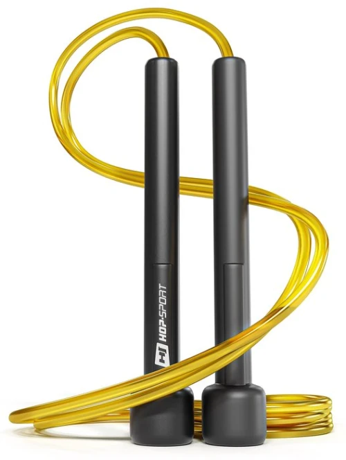 Скакалка Hop-Sport Crossfit NEW з пластиковыми ручками HS-P025JR желтая