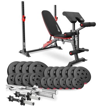 Набор Hop-Sport Premium 105кг со скамьей HS-1095, штангами и гантелями