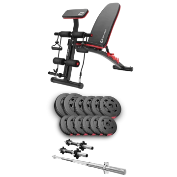 Набор Hop-Sport Premium 38кг со скамьей HS-1035, штангами и гантелями