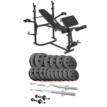 Набор Hop-Sport Premium 75кг со скамьей TX-020, штангами и гантелями