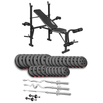 Набор Hop-Sport Premium 173кг со скамьей TX-055, штангами и гантелями