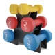 Image 1 for Набір круглих фітнес гантелей HS-V120DRS з підставкою 12кг різнокольорові