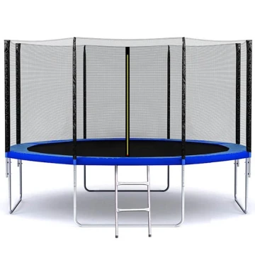 Батут SJ 12ft (374см) синий с внешней сеткой