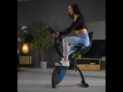 youtube video 1 Велотренажер магнітний Hop-Sport HS-3010X Grix X-Bike з еспандерами чорно-синій