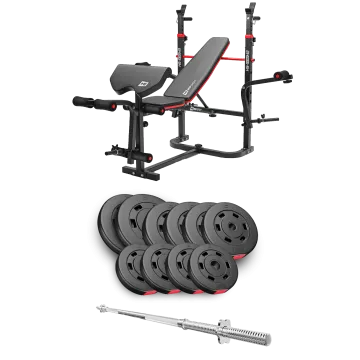 Набор Hop-Sport Premium 59кг со скамьей HS-1065HB Pro и штангой
