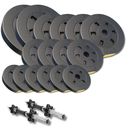 Набор композитных дисков Besport PowerPro 59кг для гантелей и штанг + 2 грифа