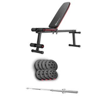 Набор Hop-Sport Premium 39кг со скамьей HS-1010 Pro и штангой
