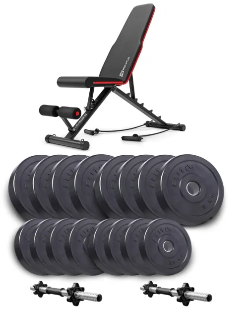 Набор Elitum Titan гантели 2х31кг со скамьей Hop-Sport HS-2030 HB