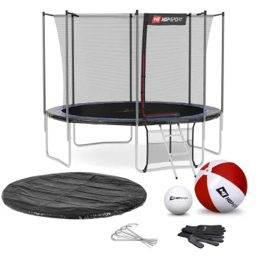 Батут Hop-Sport 10ft (305см) черно-синий с внутренней сеткой (4 ноги)