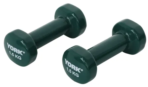 Гантелі для фітнесу вінілові круглі York Fitness 2х1,5кг зелений