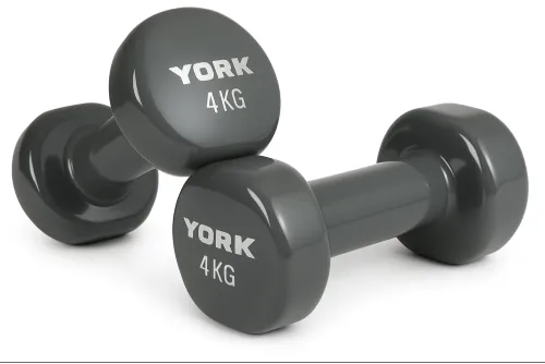 Гантелі для фітнесу вінілові круглі York Fitness 2х4кг сірий