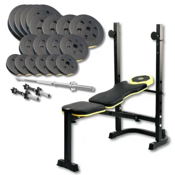 Набор Besport PowerPro 89кг с прямым грифом и скамьей WB-003