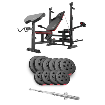 Набор Hop-Sport Premium 59кг со скамьей HS-1075 Pro и штангой