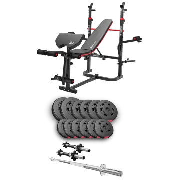 Набор Hop-Sport Premium 38кг со скамьей HS-1065HB Pro, штангами и гантелями