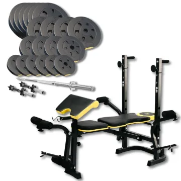 Набір Besport PowerPro 109кг з прямим грифом та лавою WB-004