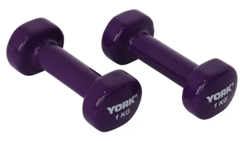 Гантели для фитнеса виниловые круглые York Fitness 2х1кг фиолетовый