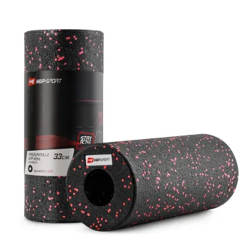 Роллер масажер (валик, ролик) гладкий Hop-Sport EPP 33см HS-P033YG чорно-червоний