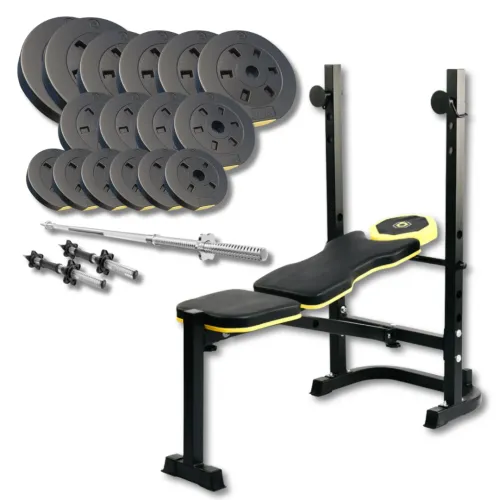 Набор Besport PowerPro 68кг с прямым грифом и скамьей WB-003
