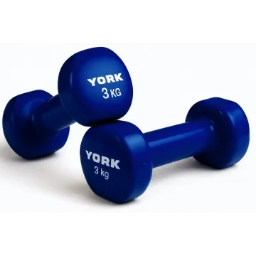 Гантели для фитнеса виниловые круглые York Fitness 2х3кг синий