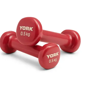 Гантели для фитнеса виниловые круглые York Fitness 2х0,5кг розовый