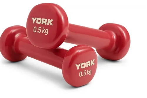 Гантели для фитнеса виниловые круглые York Fitness 2х0,5кг розовый