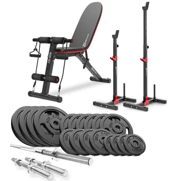 Набор Hop-Sport Strong 99кг со скамьей HS-1030 и стойками 1005L