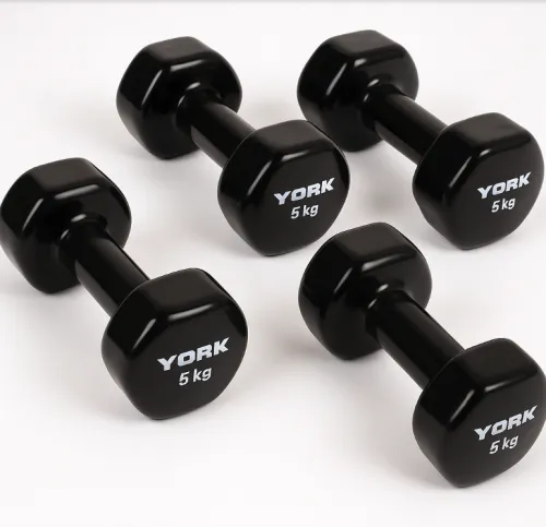 Гантели для фитнеса виниловые круглые York Fitness 2х5кг черный