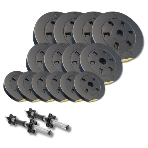 Набор композитных дисков Besport PowerPro 39кг для гантелей и штанг + 2 грифа