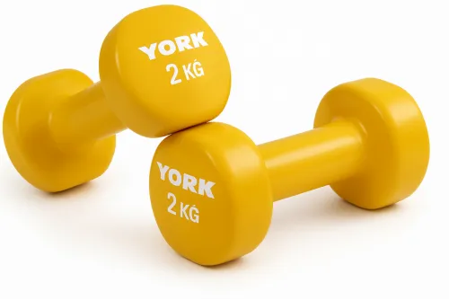Гантелі для фітнесу вінілові круглі York Fitness 2х2кг жовтий