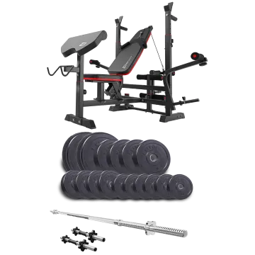 Набор Elitum Titan 68кг со скамьей HS-1075 Pro, штангой и гантелями